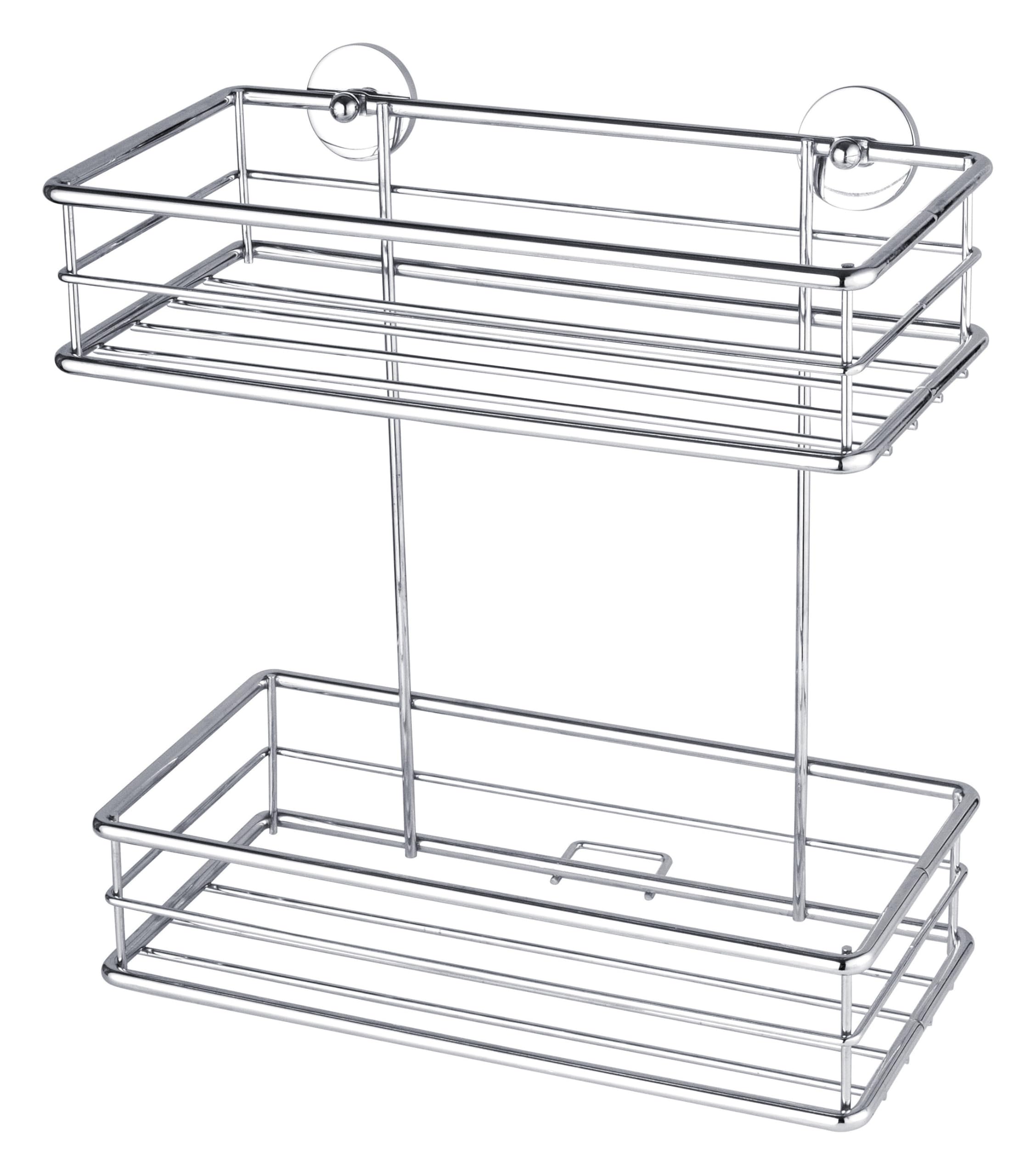 tesa Baath shower caddy, double basket, chromed steel, adhesive mounting technology, 275mm x 250mm x 125mm — image 1