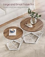 VASAGLE Round Coffee Table Set of 2 Honey Brown Cloud White LET040K41 view 4