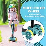 Hurtle 3-Wheeled Scooter Kids Teal Foldable Seat LED Lights Adjustable Handlebar view 5
