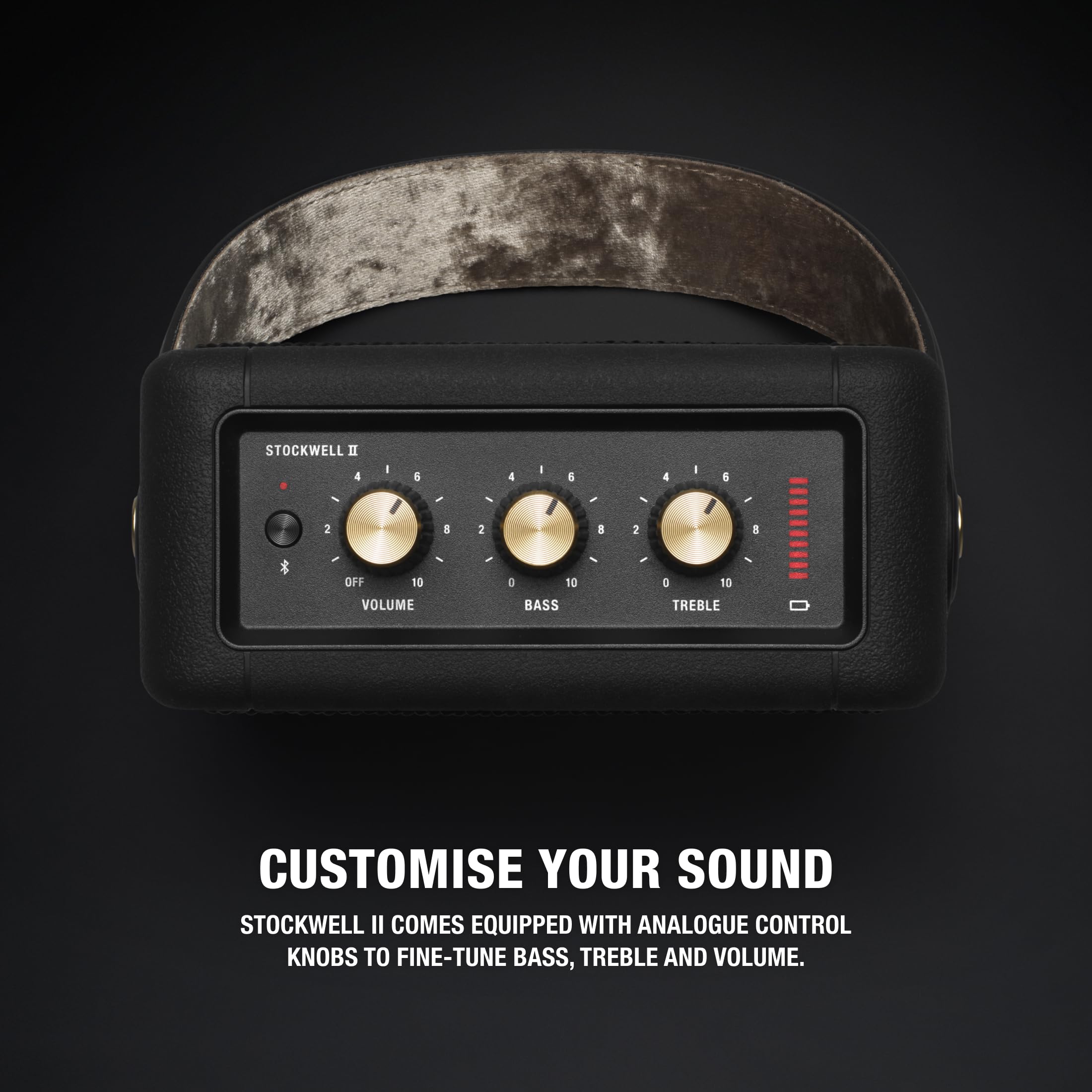 Marshall Stockwell II Portable Bluetooth Speaker, Black and Brass