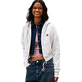 Tommy Jeans womens Medium Weight Cropped Zip Up Hoodie With Embroidered Flag Logo