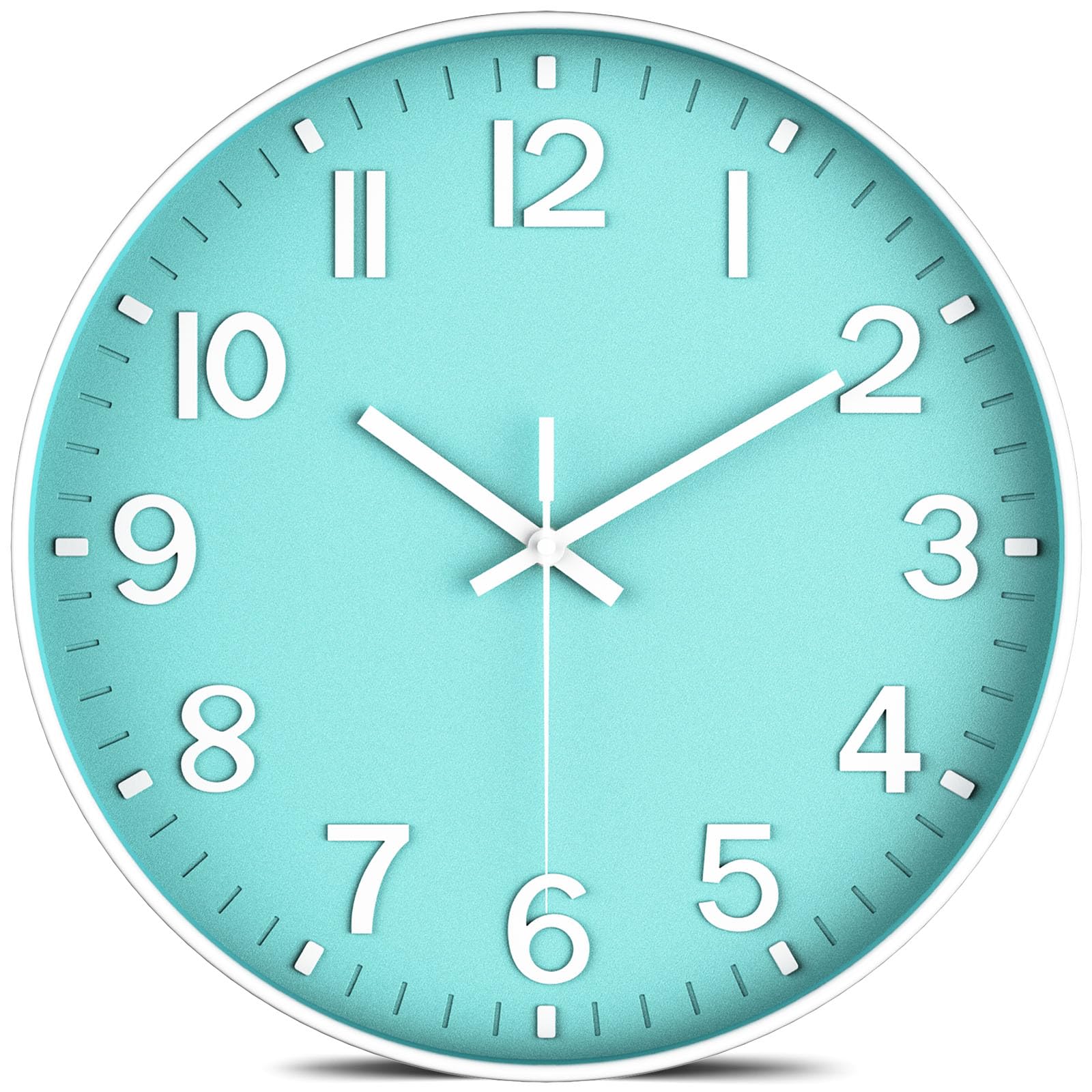 lanktoo Modern Wall Clock Silent Non-Ticking – Coral Green Analog Wall Clock Battery Operated for Living Room, Kitchen, Bedroom, Office – Stylish Wall Decor for Home, 8 Inch