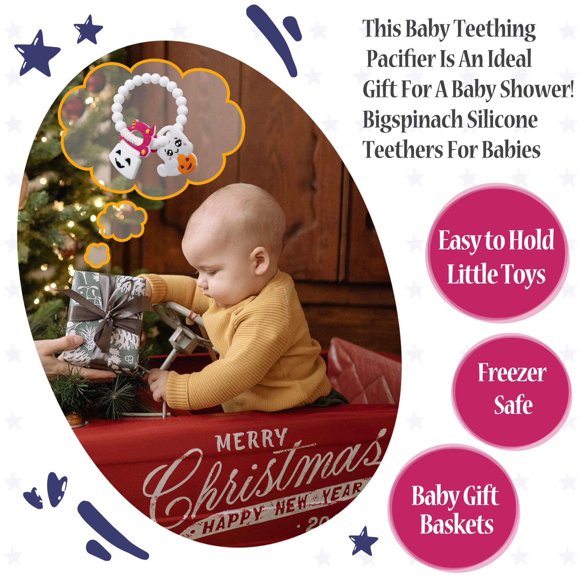 BIGSPINACH BIGSPINACH Ghost Teether and Cute Ghouls Ring Teether Halloween Activities for Toddlers, Preschoolers & Older Kids