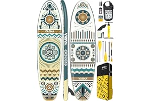 YASKA Inflatable Stand Up Paddle Board - 11ft Extra Wide Paddleboard with Premium SUP Board Accessories,Camera Mount,Non-Slip EVA Deck,5 Handles,Youth/Adult