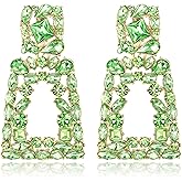 Flyonce Rectangle Dangle Earrings for Women, Rhinestone Crystal Geometric Statement Earring Fashion Jewelry