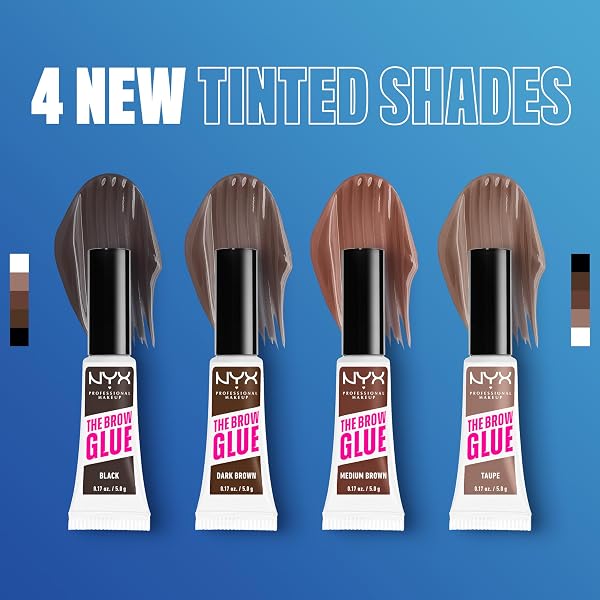 NYX PROFESSIONAL MAKEUP THE BROW GLUE, EXTREME HOLD TINTED EYEBROW GEL – DARK BROWN