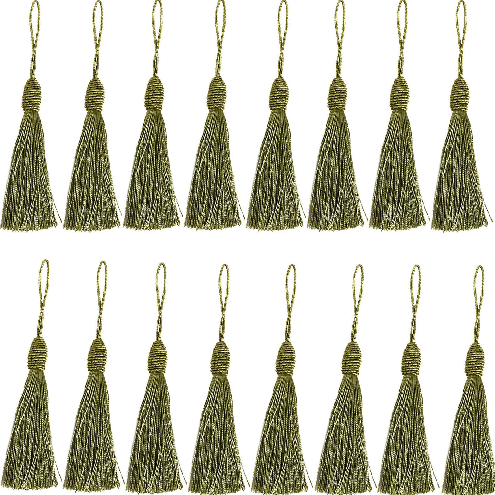 Photo 1 of 20pcs 5.5Inch Craft Tassels Handmade Polyester Filament Embellishments for Keychain Earring Jewelry Making, Souvenir, Graduation,Clothing Sewing,Gift Tag DIY Craft Projects. (Military Green 1)