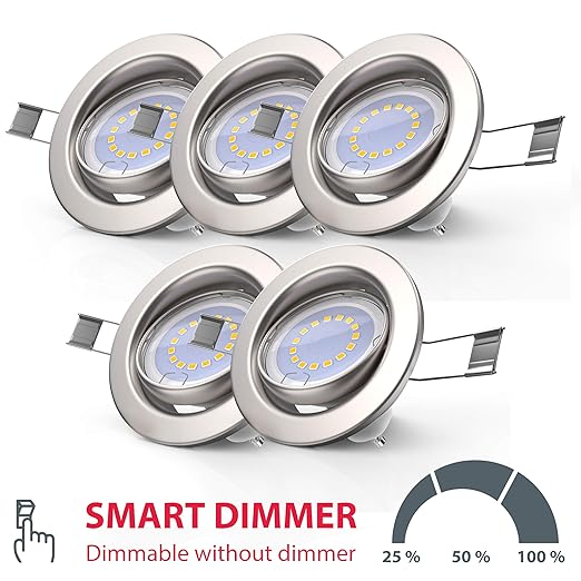 LED Einbauleuchte dimmbar inkl. 5x 5W 400lm LED GU10 Leuchtmittel smart Dimmer schwenkbar Einbaustrahler warmweiss