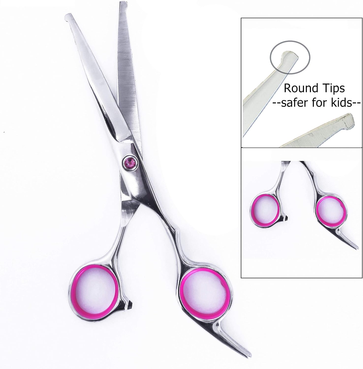 LIGICKY Baby Hair Cutting Scissors Set Professional Safety Round Tip Stainless Steel Hair thinning Shears Bang Hair Scissor for Kids/Salon/Home - Image 3
