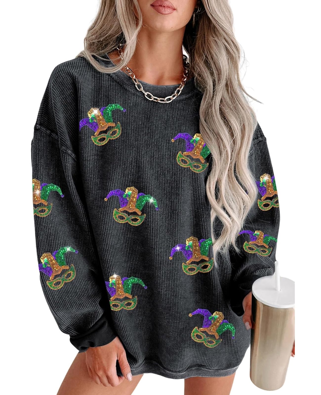 Maglietta Oversize A Maniche Lunghe Rosa E Marrone Cioccolato A Righe Con Spacchetti Laterali di Monki in Marrone