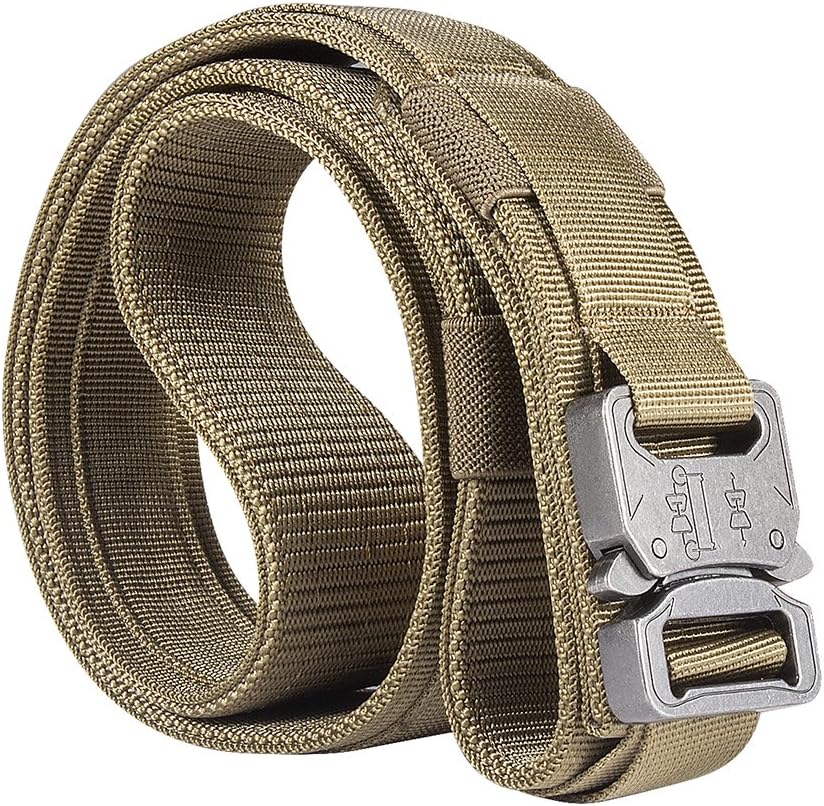 Motusamare Tactical Heavy Duty Webbing Belt with Metal Buckle Military Molle System 2-plys 1.5inch 1000D Nylon Belts