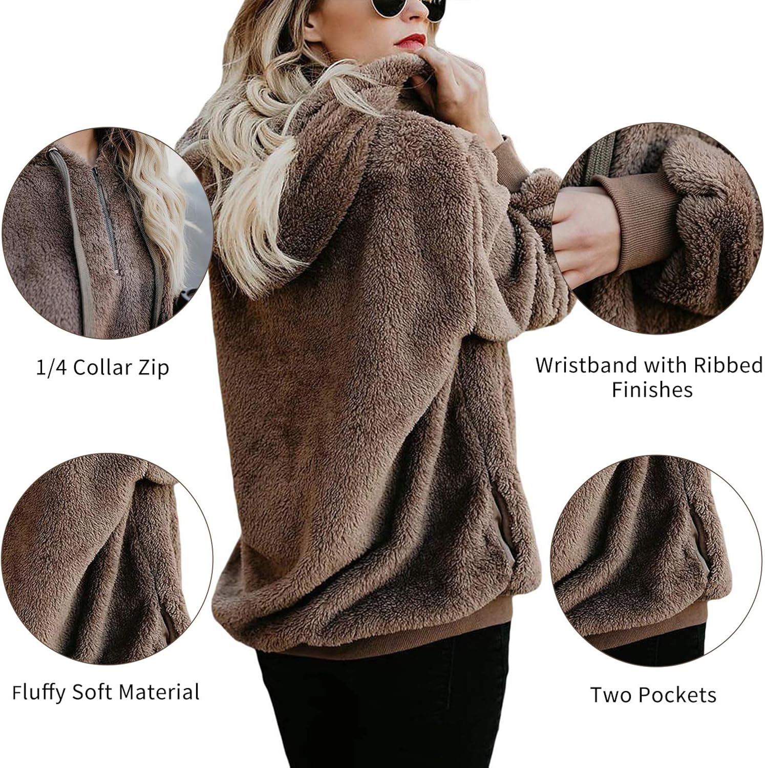 American Trends Oversized Sweatshirts for Women Athletic Womens Sherpa Hoodie Fluffy Women's Hoodies Pullover with Pockets at  Women’s Clothing store