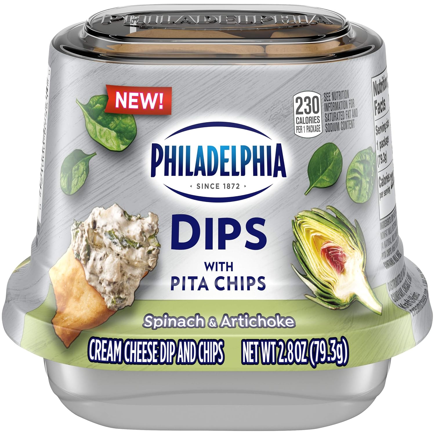 Philadelphia Dips Spinach Artichoke with Pita Chips (2.8 oz