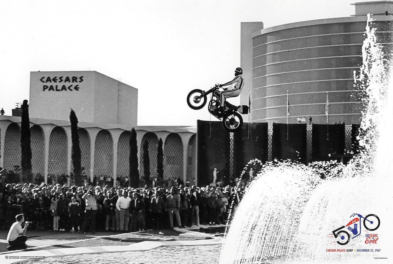 Amazon.com: 50 Years of Evel Knievel Poster - Caesars Palace Jump 1967  (36"x24"): Posters & Prints