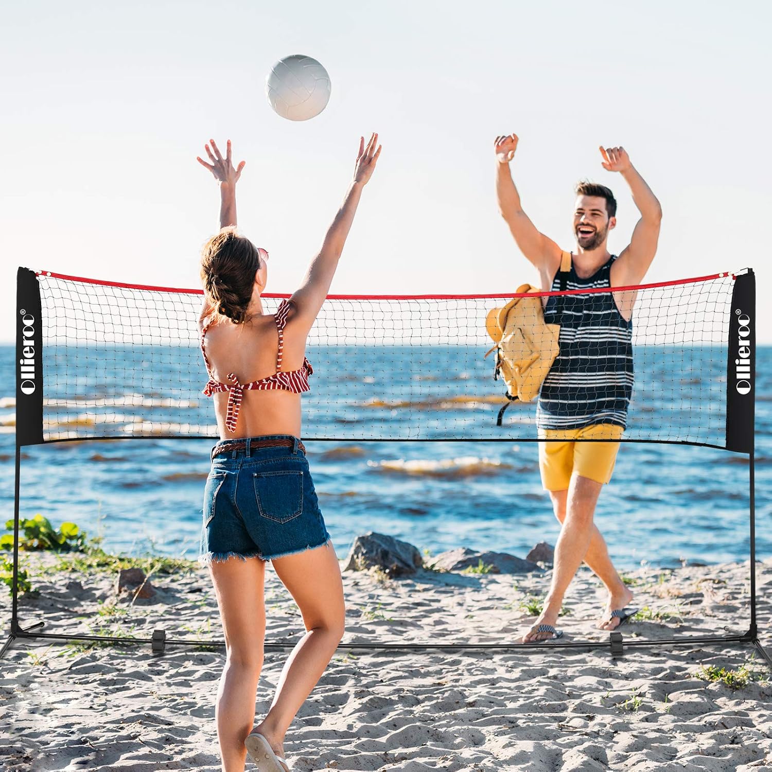 Ollieroo Portable Badminton Net Set with Stand and Carry Bag - Easy Setup PE Sports Net with Poles - for Indoor or Outdoor Court, Beach, Driveway, 10ft/14ft/17ft : Sports & Outdoors