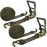 2 Pack 2 Inch Ratchet Straps Heavy Duty 20ft Tie Down Straps Ratchet with Double J Hook, 12000 LBS Break Strength, Cargo Ratchet Straps for Moving, Truck, Trailers, Kayaks, Car Roof