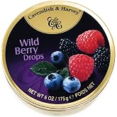 Cavendish &amp; Harvey Wild Berry Hard Candy Drops, 6 Ounce Tin | German hard candy, real fruit juice, gluten free, non-GMO, gold tin, family made 40+ years