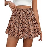 BTFBM Summer Skirts for Women 2026 Floral High Waist Shorts Underneath Boho Tiered Flowy Tennis Skorts Casual Mini Skirt