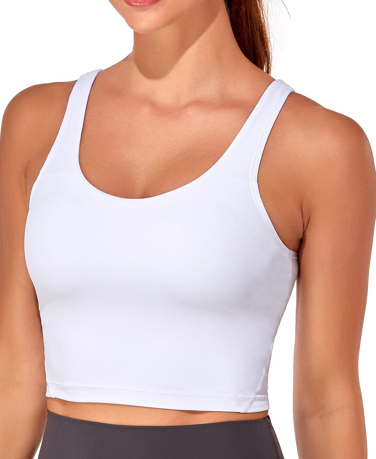 Oalka Sports Bra Womens Longline Padded Crop Tank Yoga Bras Workout Fitness Top at  Women’s Clothing store