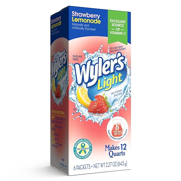 WYLER’S LIGHT PITCHER PACKS, WATER DRINK MIX, STRAWBERRY LEMONADE,6 PITCHER PACKETS