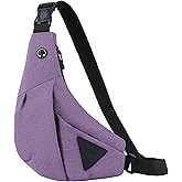 MAYMOONER Sling Crossbody Shoulder Bag Women Men, Anti theft One Strap Chest Bags Slim Backpack for Travel Sport Walking Biking Purple