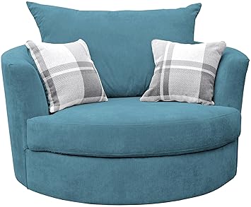 Sofas And More Large Swivel Round Cuddle Chair Fabric Ocean