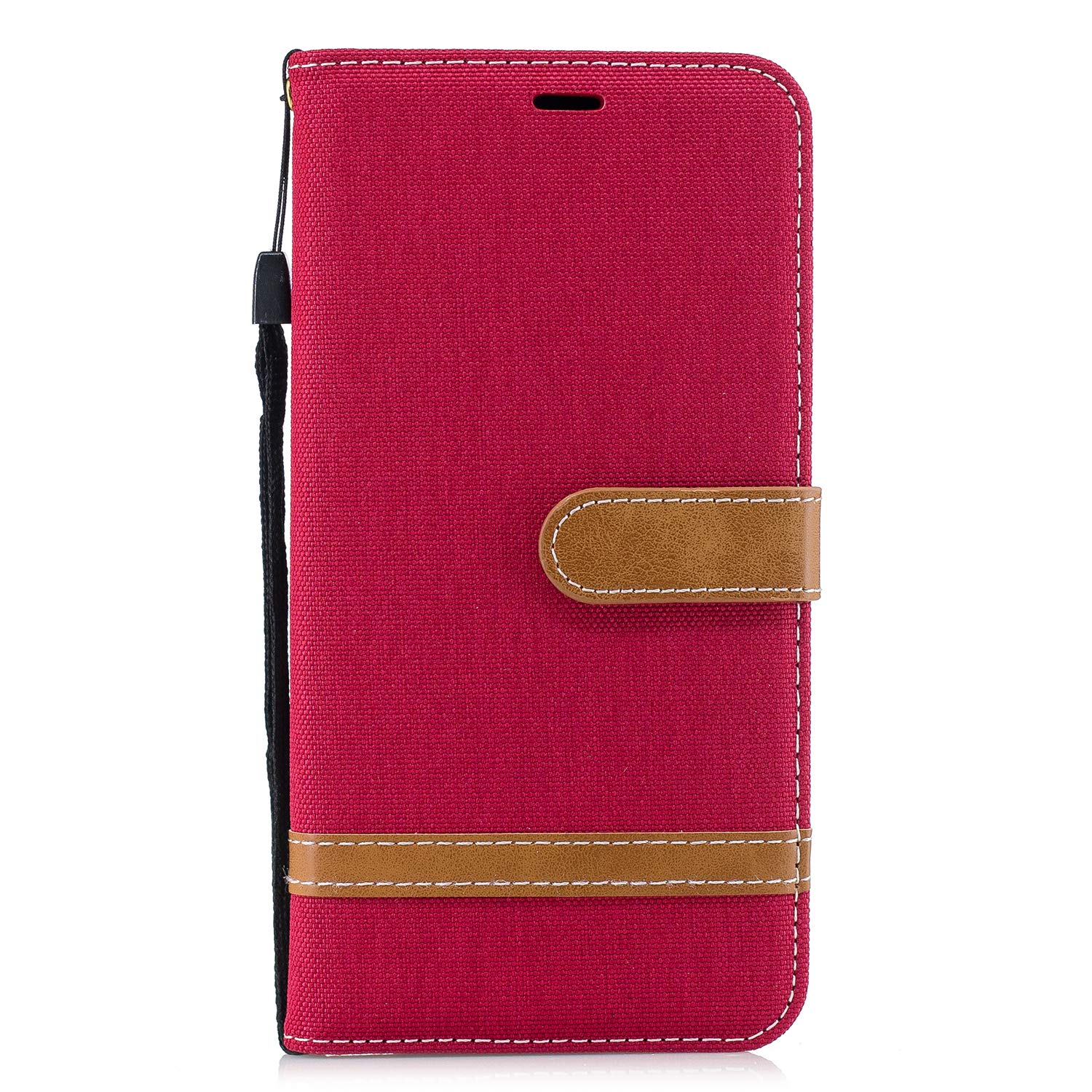 Thoankj Samsung Galaxy A71 Case Shockproof Premium Denim + PU Leather Notebook Wallet Phone Case with Kickstand Card Holder Slot Slim Flip Folio Protective Skin Cover for Samsung Galaxy A71 Red โ image 1