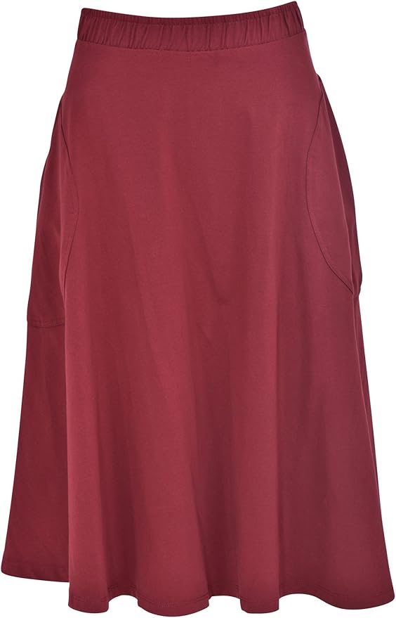Junees ALine Flared Cotton Midi Skirt With Pockets For Women (Small