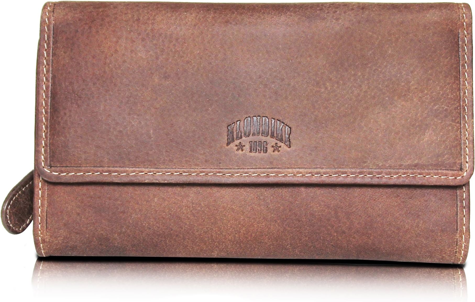 Ladies Leather Purse Donna, Wallet for Women, Large - Brown
