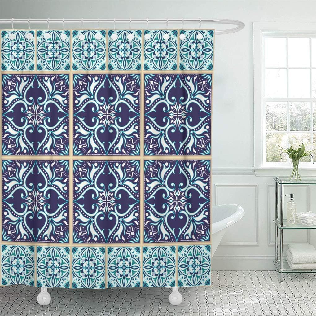 portuguese tile shower curtain