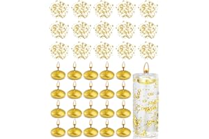 Fumete 40 Pcs Gold Wedding Floating Candles Pearl Strings for Centerpieces Floating Wedding Candles Vase Fillers Table Decoration for Thanksgiving Christmas Anniversary Birthday Engagement Home Decor
