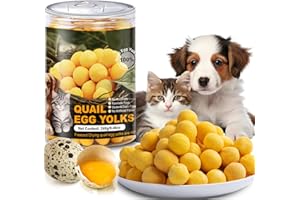 Flyjobs Freeze-Dried Quail Egg Yolk Snacks for Cats and Dogs Training, Natural Pet Treats Limited Ingredient, Healthy Tasty Freeze-Dried Pet Food for Dogs Cats (L, Quail)