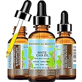 Botanical Beauty WHITE CHIA SEED OIL 100% Pure Natural Virgin Unrefined Cold-Pressed Carrier Oil 0.5 Fl Oz 15 ml for Face, Skin, Body, Hair, Lip, Nails. Rich in vitamin E