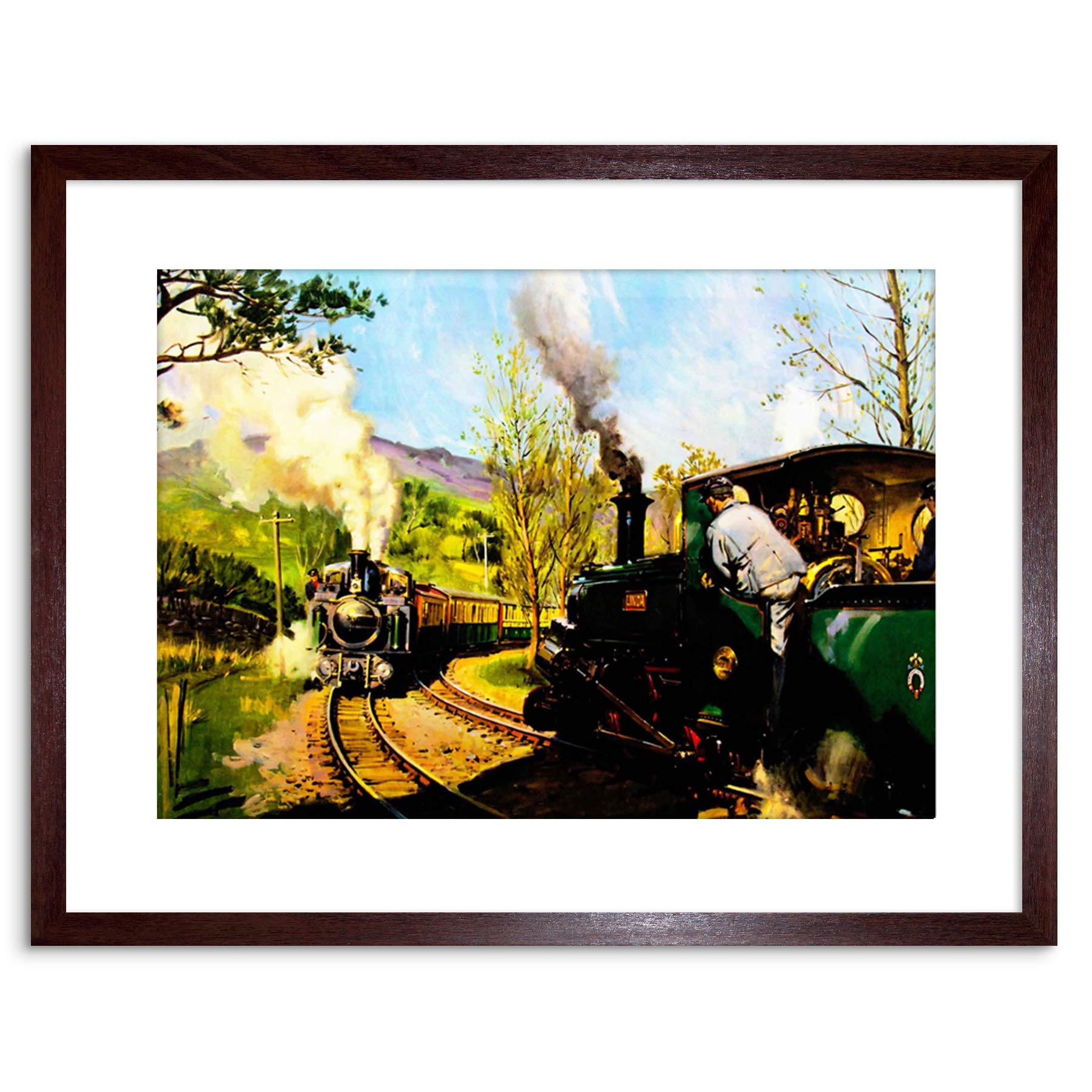 Wee Blue Coo 9x7 '' VINTAGE STEAM TRAIN FFESTINIOG RAILWAY WALES FRAMED ART PRINT F97X742 — image 1