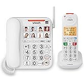 VTech SN5147 Amplified Corded/Cordless Senior Phone | Answering Machine, Big Buttons, 90dB Extra-Loud Ringer, 50dB Audio Assist, Call Blocker