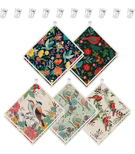 ALAZA Yellow Flowers Highland Cow Dish Towels - 6-Pack Absorbent Kitchen Cloths, Reusable & Washable For Cleaning