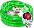 10 3 Contractor Grade 50 ft 10 Gauge Power Extension Cord 10/3 Plug Extension Cord with Lighted Ends 10 Gauge Extension Cord 50 ft Outdoor Heavy Duty 10/3 Extension Cord 50 ft, Green