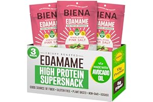 Biena Crispy Roasted Edamame Beans Snack – High Protein Snack for Adults & Kids, 12g-13g Protein per Serving - Made with Avocado Oil – Vegan, Low Carb, Gluten-Free – 3-Pack 4.75oz, Himalayan Pink Salt
