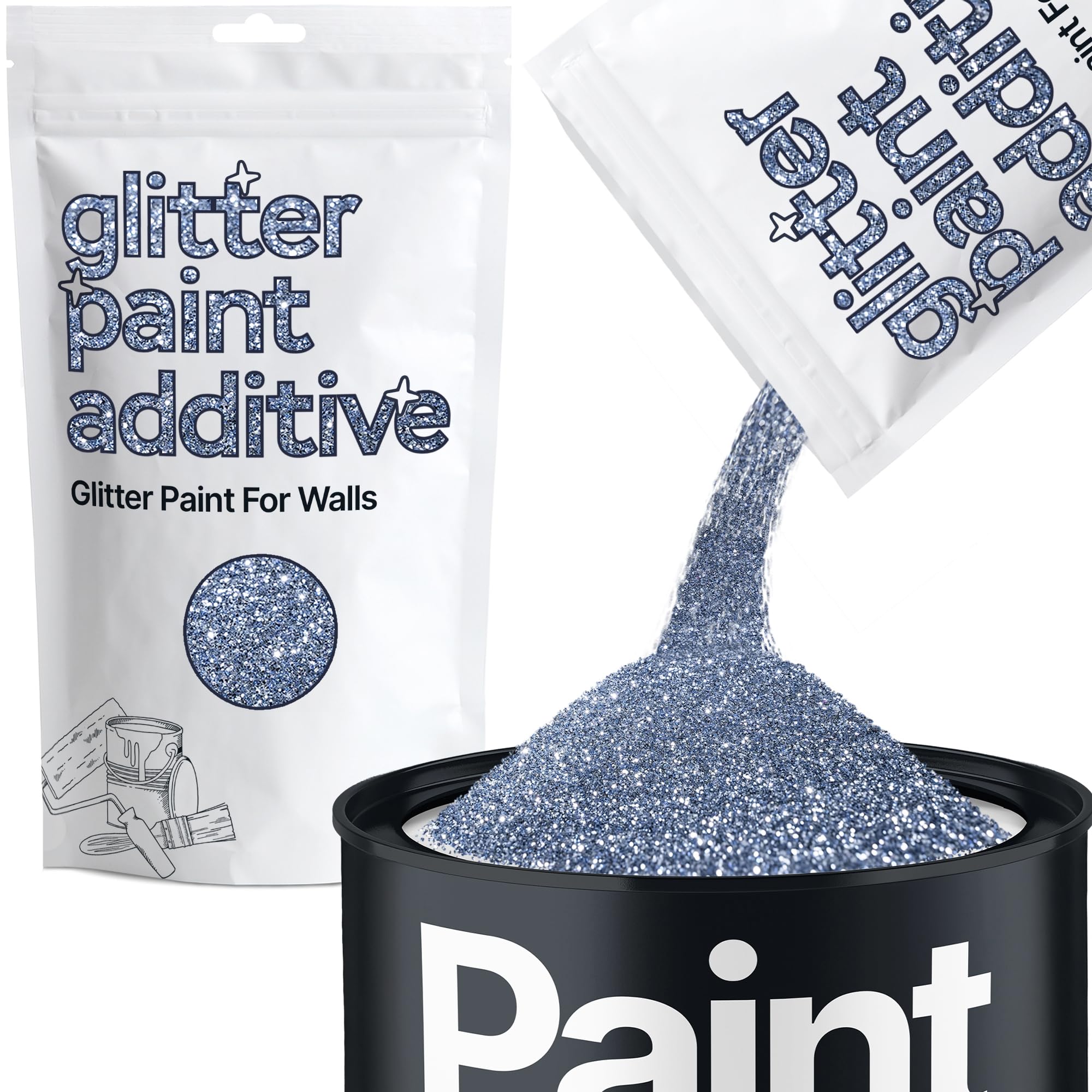 Azure Blue Glitter Paint Additive 100g for Adding Sparkle to Paints & Varnish | Paint Walls Sparkly Add to Emulsion, Acrylic or Lacquer Indoor | Hemway