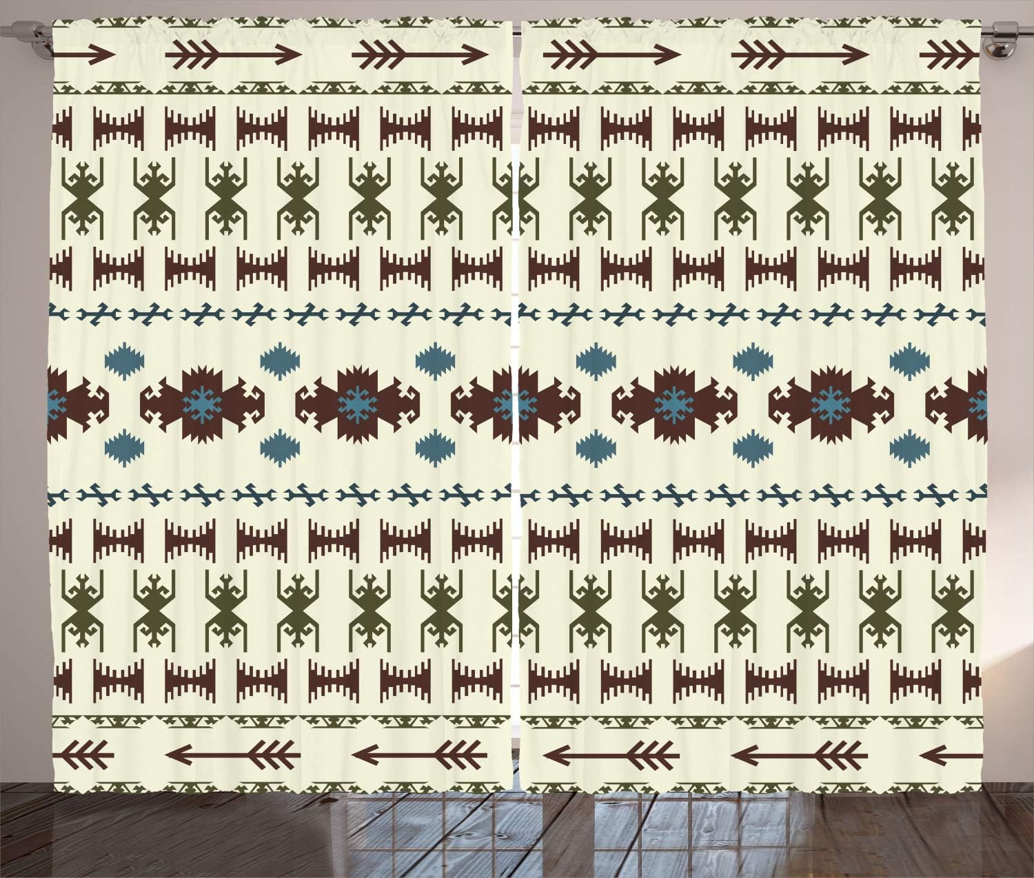 Amazon Com Ambesonne Tribal Curtains Pattern Inca Illustration