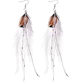Winssigma Long Bohemian Feather Earrings for Women - Lightweight Handmade Dangle Jewelry, Statement Ear Accessories