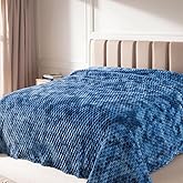 Richave Queen Size Fleece Blanket,Premium Lightweight Anti-Static 90x90 Inches 3D Clouds Stylish Jacquard Velvet Plush Bed Blanket for Queen Full Bed, Tie-dye Stone Blue