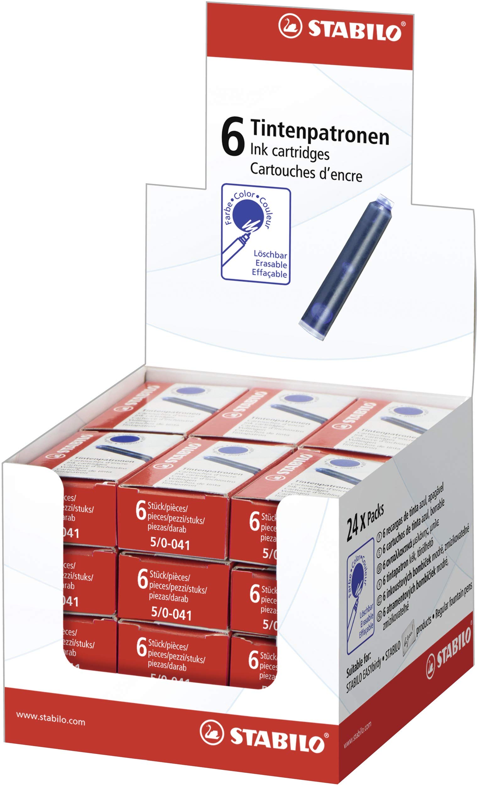 STABILO beYou! Ink Cartridge Blue Pack of 24 Boxes x 6 Cartridges (Erasable Blue Ink)