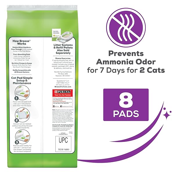 PURINA TIDY CATS CAT LITTER BREEZE PADS REFILL PACK MULTI CAT LITTER PADS – 8 CT. BAG