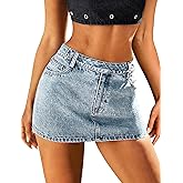 Eddoyee Denim Mini Skirt Women Jeans Skirts 5 Pockets High Waisted Y2K Stretch Cute Bows Short Jean Skirt