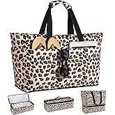 ISEYOU Beach Bag with Cooler, 49L Large Waterproof Sandproof Tote with Zipper, Foldable Travel Bag for Beach, Pool, Picnic