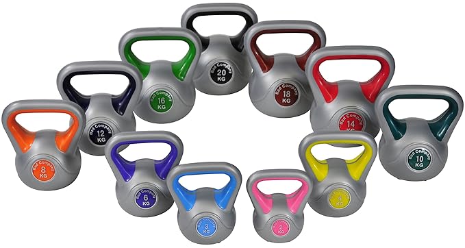 Bad Company Kettlebell als Set oder einzeln I 2 Kg – 20 Kg I Kunststoff Kugelhantel und Ablage-Rack I Schwunghantel Workout -