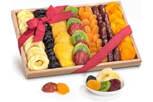 A GIFT INSIDE Simply Dried Fruit Gift Tray Basket Arrangement Nut Free for Holiday Birthday Healthy Snack Business Gourmet Food Platter 25 oz