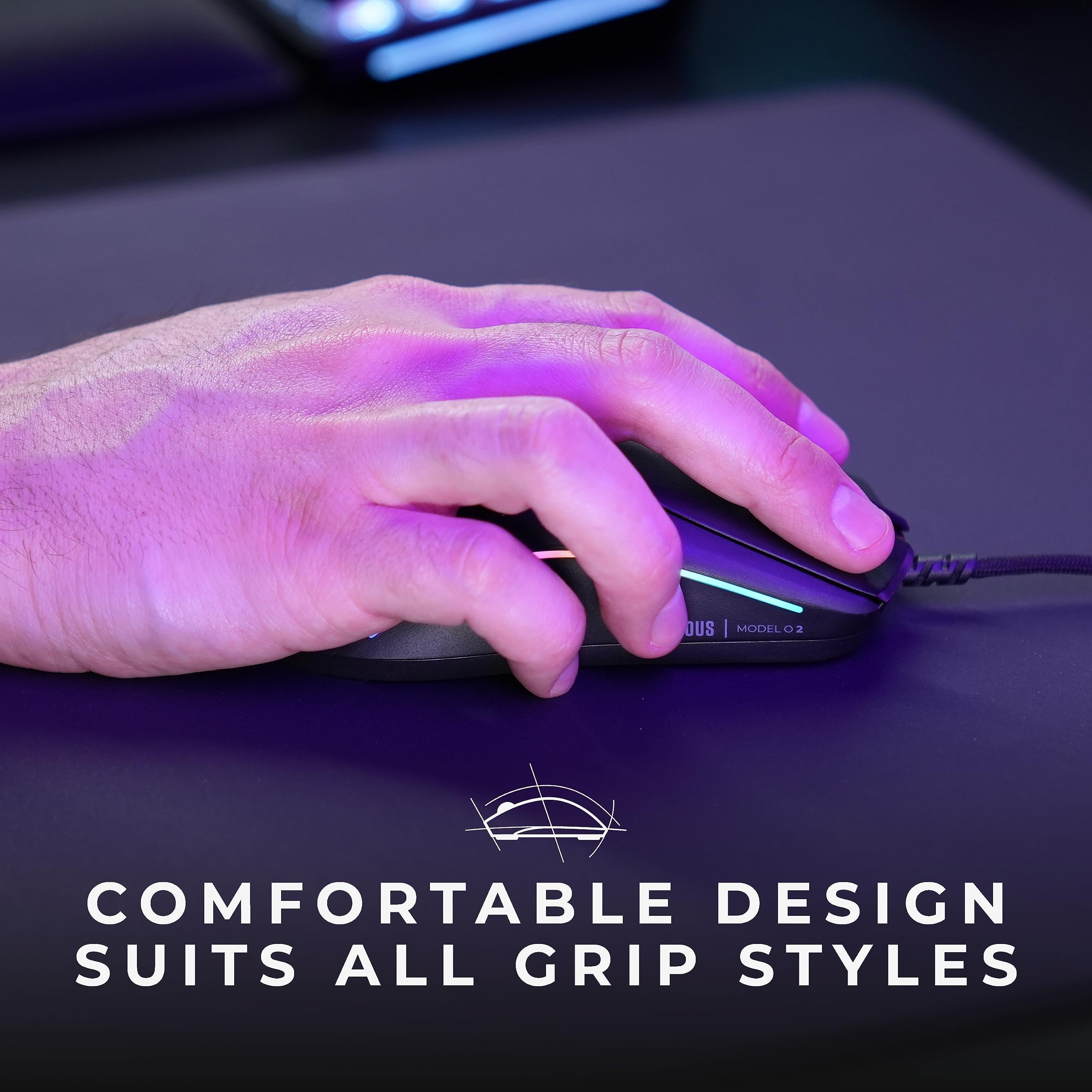 Glorious Gaming Model O 2 Wired Gaming Mouse - 59g Ultralight, FPS, 26,000 DPI, Motion Sync, 80M Click Rated Switches, 6 Programmable Buttons, Ambidextrous, RGB, PTFE Feet - Black