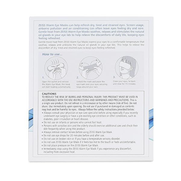 ZEISS WARM EYE MASKS, 10 COUNT FOR DRY EYE RELIEF